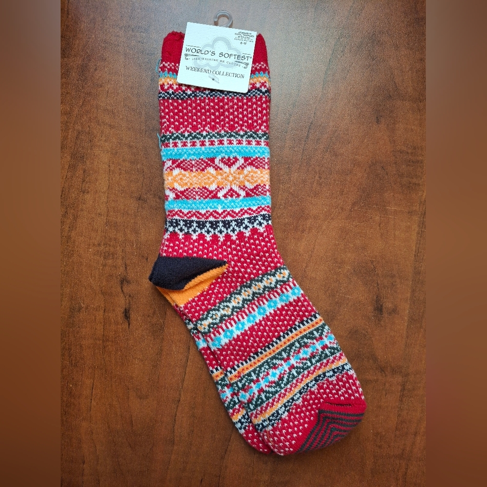 Worlds Softest Socks Wms 6-11 Red Multi